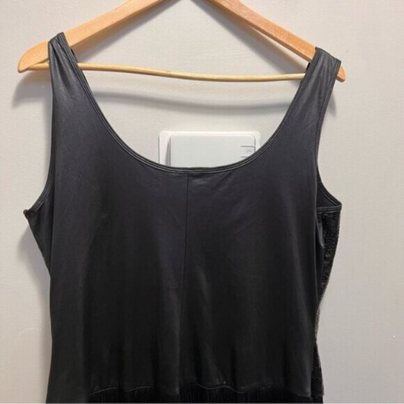 La Vie En Rose Black Sequin Fringe Scoop Neck Mini Slip Dress Large Whimsy Goth - Picture 8 of 12